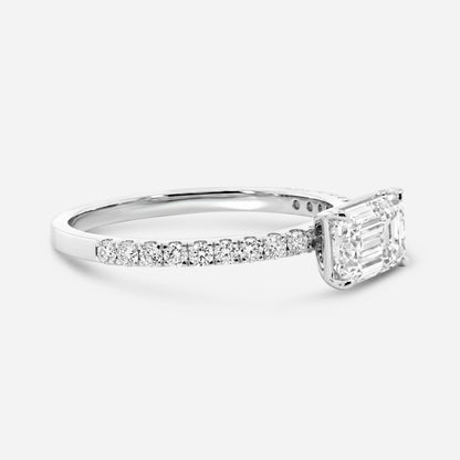 Emerald E/W Solitaire on Pave Setting