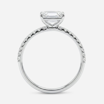 Emerald E/W Solitaire on Pave Setting