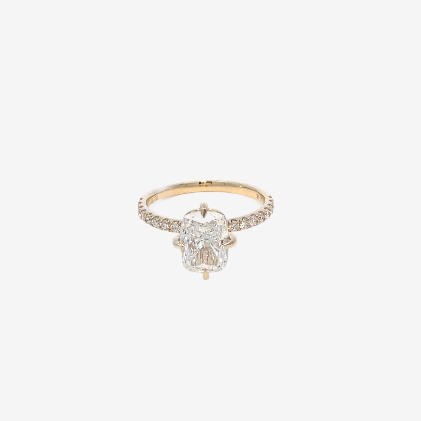 2ct cushion solitaire with pavé setting