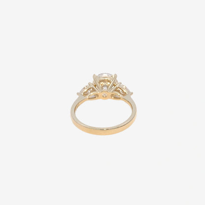 2CT Round Solitaire 3-Stone with Pears