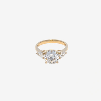 2CT Round Solitaire 3-Stone with Pears