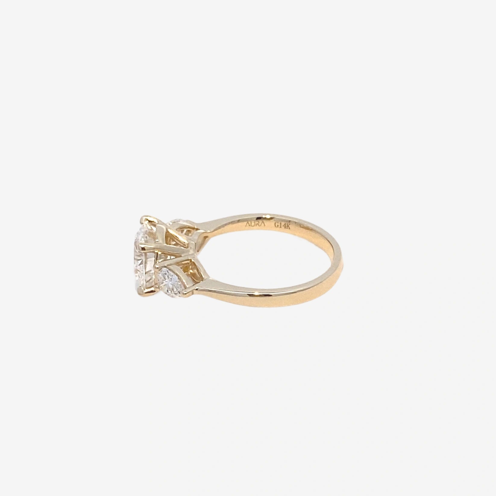 2CT Round Solitaire 3-Stone with Pears