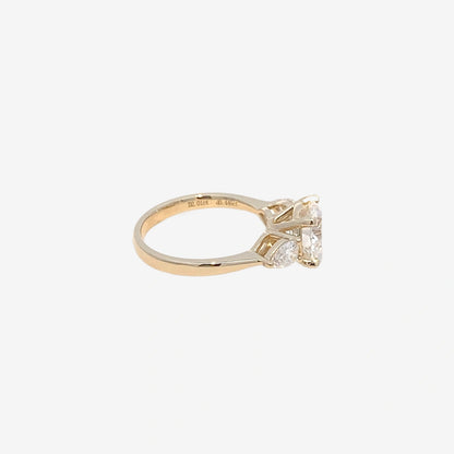 2CT Round Solitaire 3-Stone with Pears