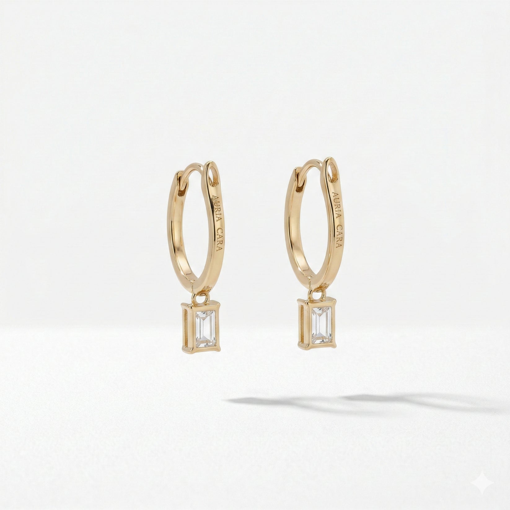 Emerald with Pave Hoop Drop Earrings