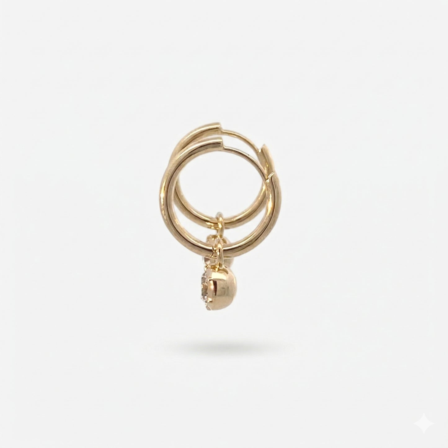 round bezel drop earrings