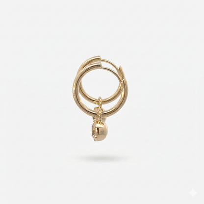 Round Bezel Drop Earrings