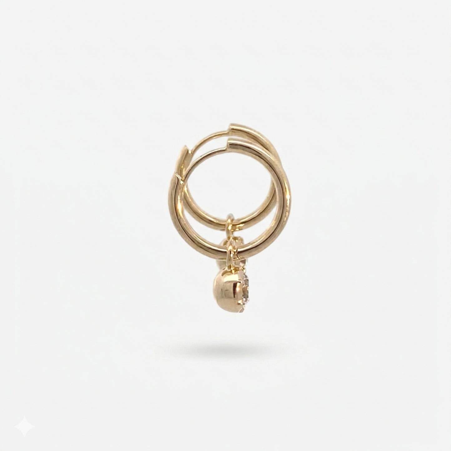 round bezel drop earrings