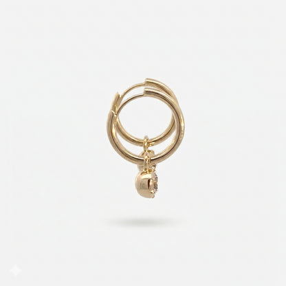 Round Bezel Drop Earrings