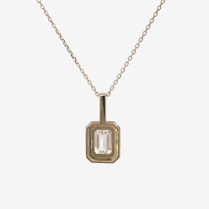 1CT Emerald Bezel Pendant Necklace