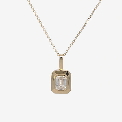 1CT Emerald Bezel Pendant Necklace