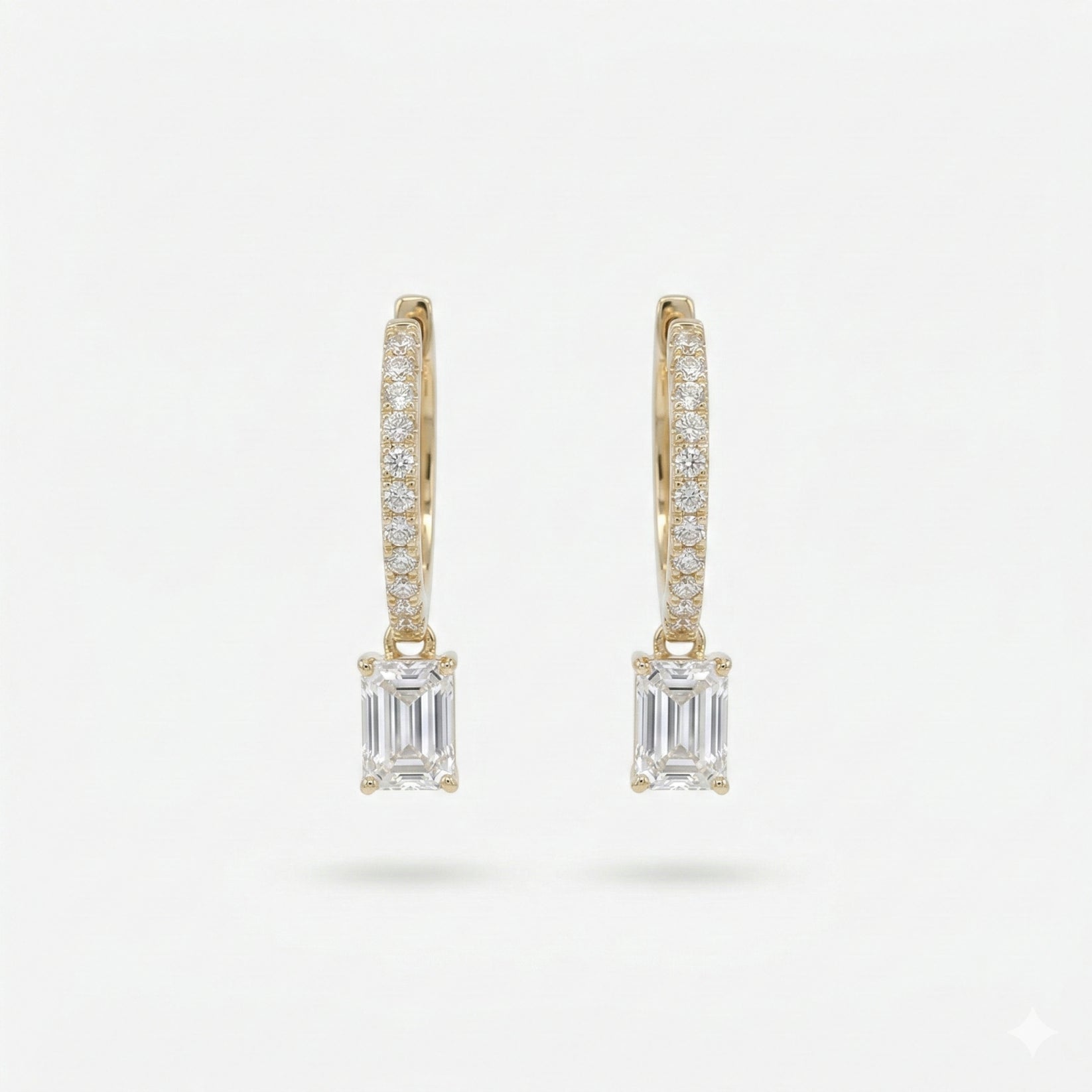 Emerald with Pave Hoop Drop Earrings