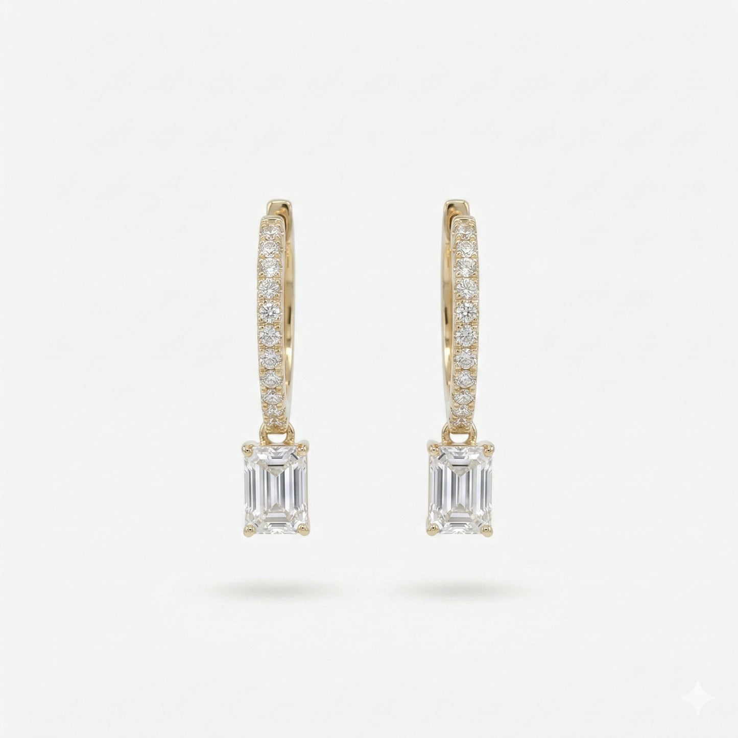 1.20ct emerald with pave hoop drop earrings