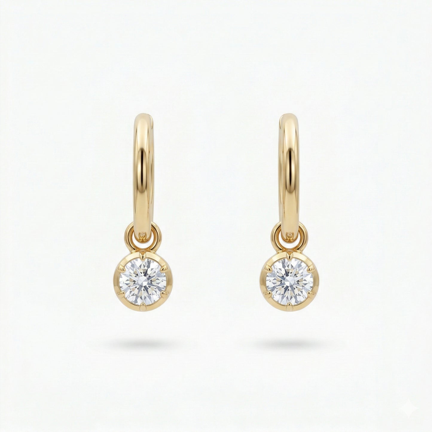 round bezel drop earrings