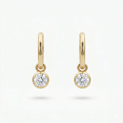 Round Bezel Drop Earrings
