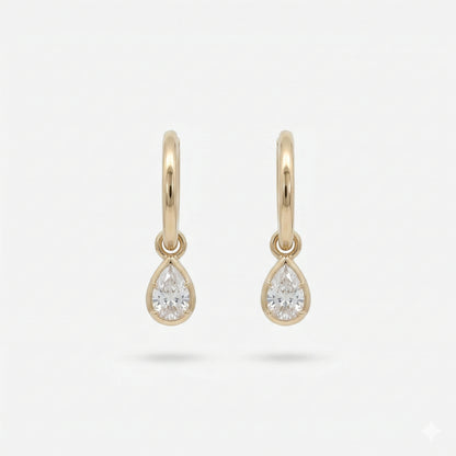 Pear Bezel Drop Earrings