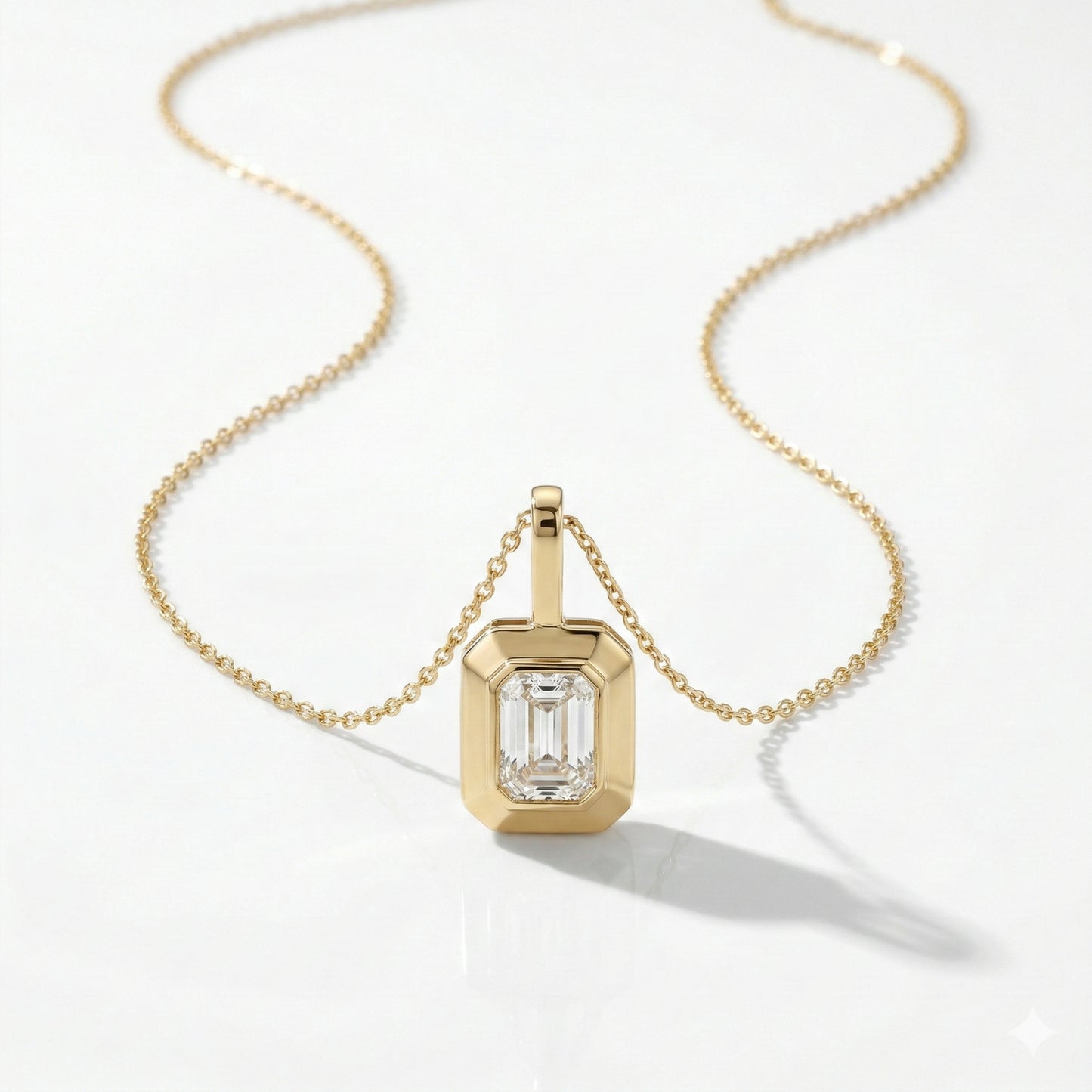 1ct emerald bezel pendant necklace