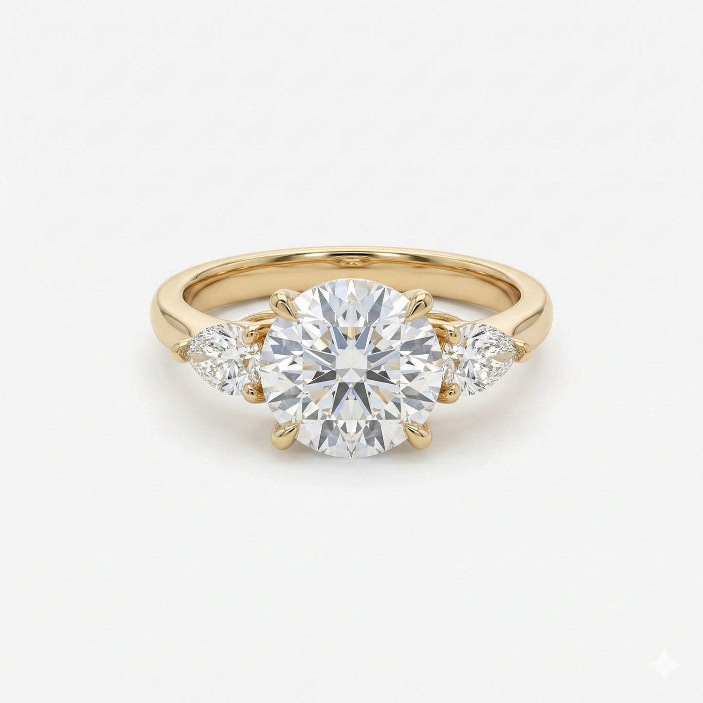 2ct round solitaire 3-stone with pears