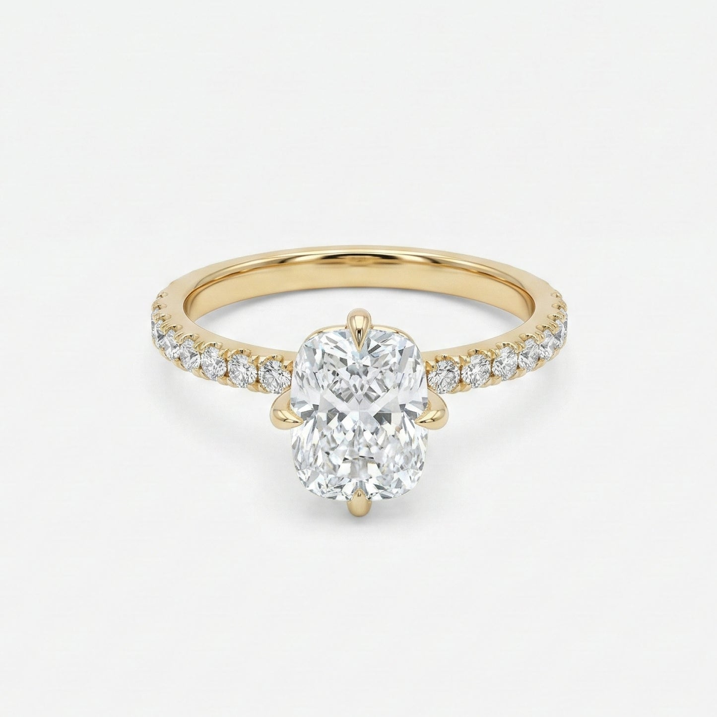2ct cushion solitaire with pavé setting