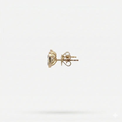 1CT Oval Bezel Stud Earrings