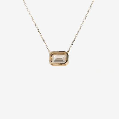 0.77CT Emerald Solitaire E/W Bezel Pendant Necklace