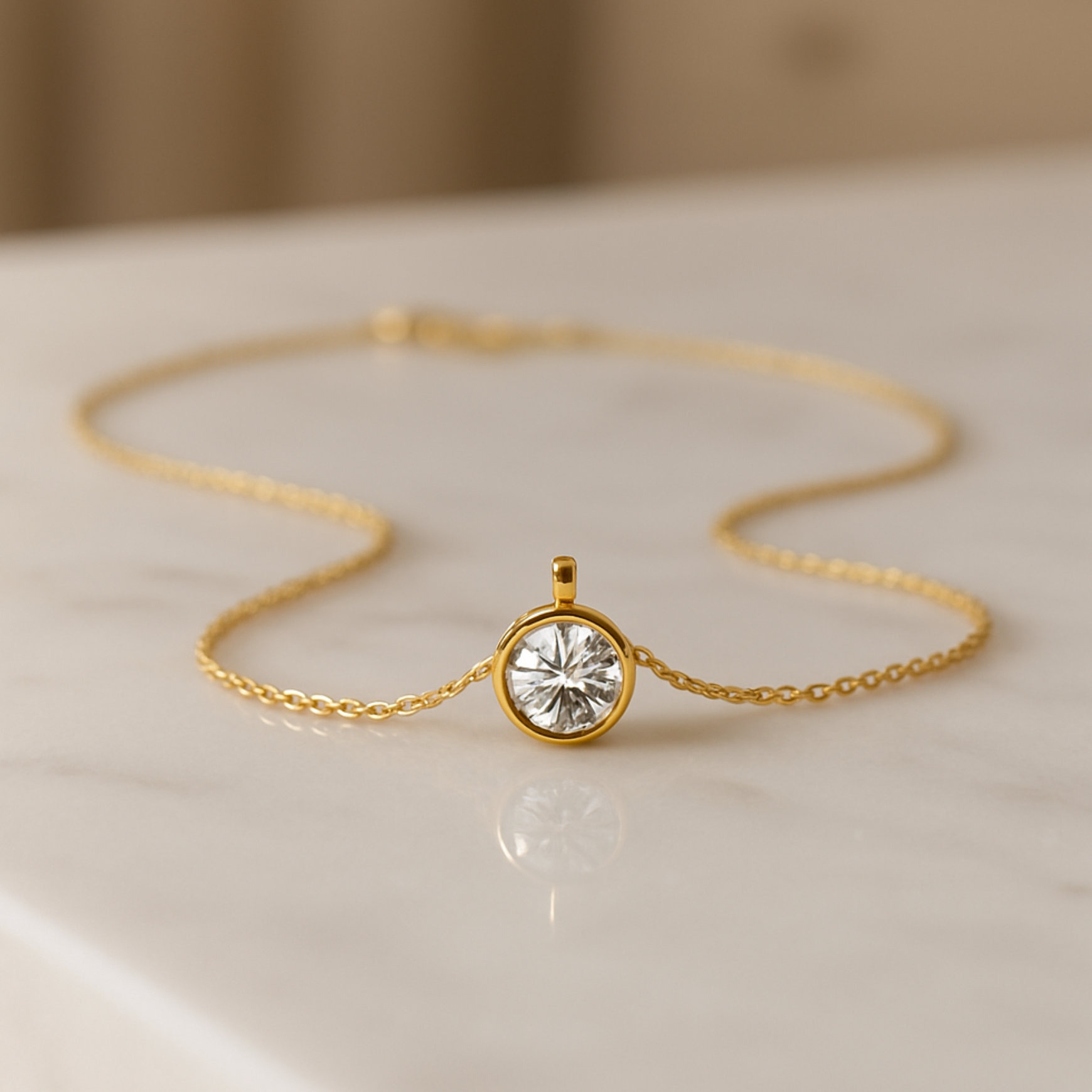 Round Solitaire Bezel Pendant Necklace