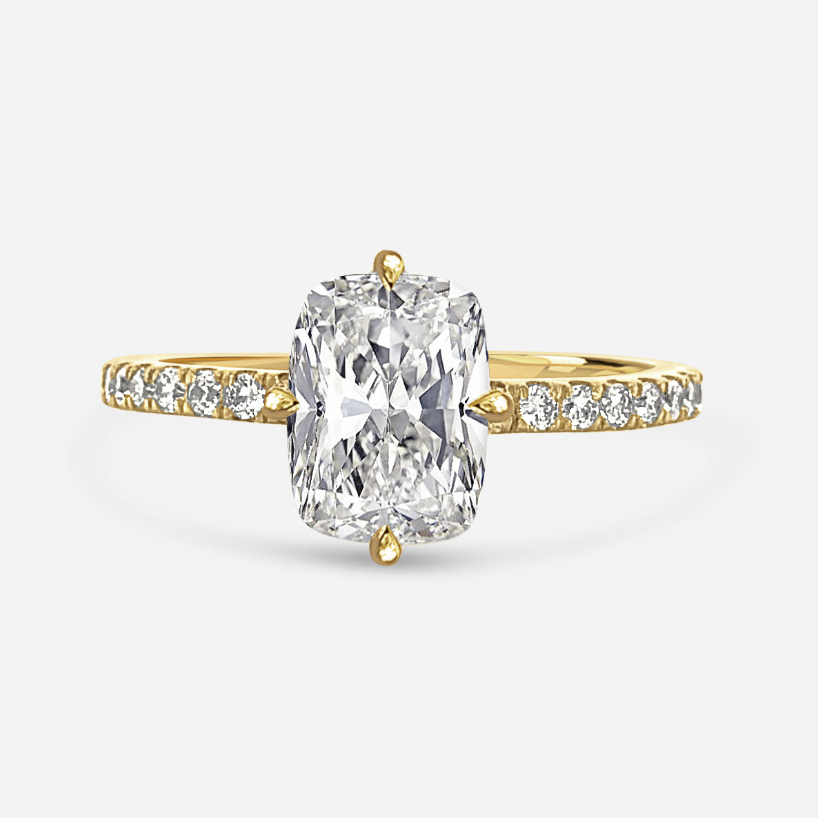 2.5ct cushion solitaire with pavé setting