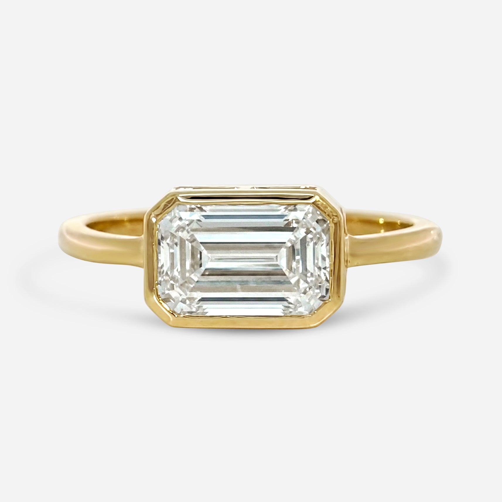 2CT Emerald Bezel Solitaire Ring