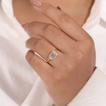 2CT Emerald Bezel Solitaire Ring