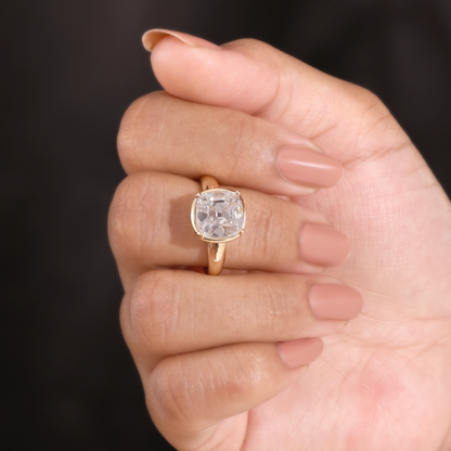 4Ct Old Minded Cushion Solitaire Ring