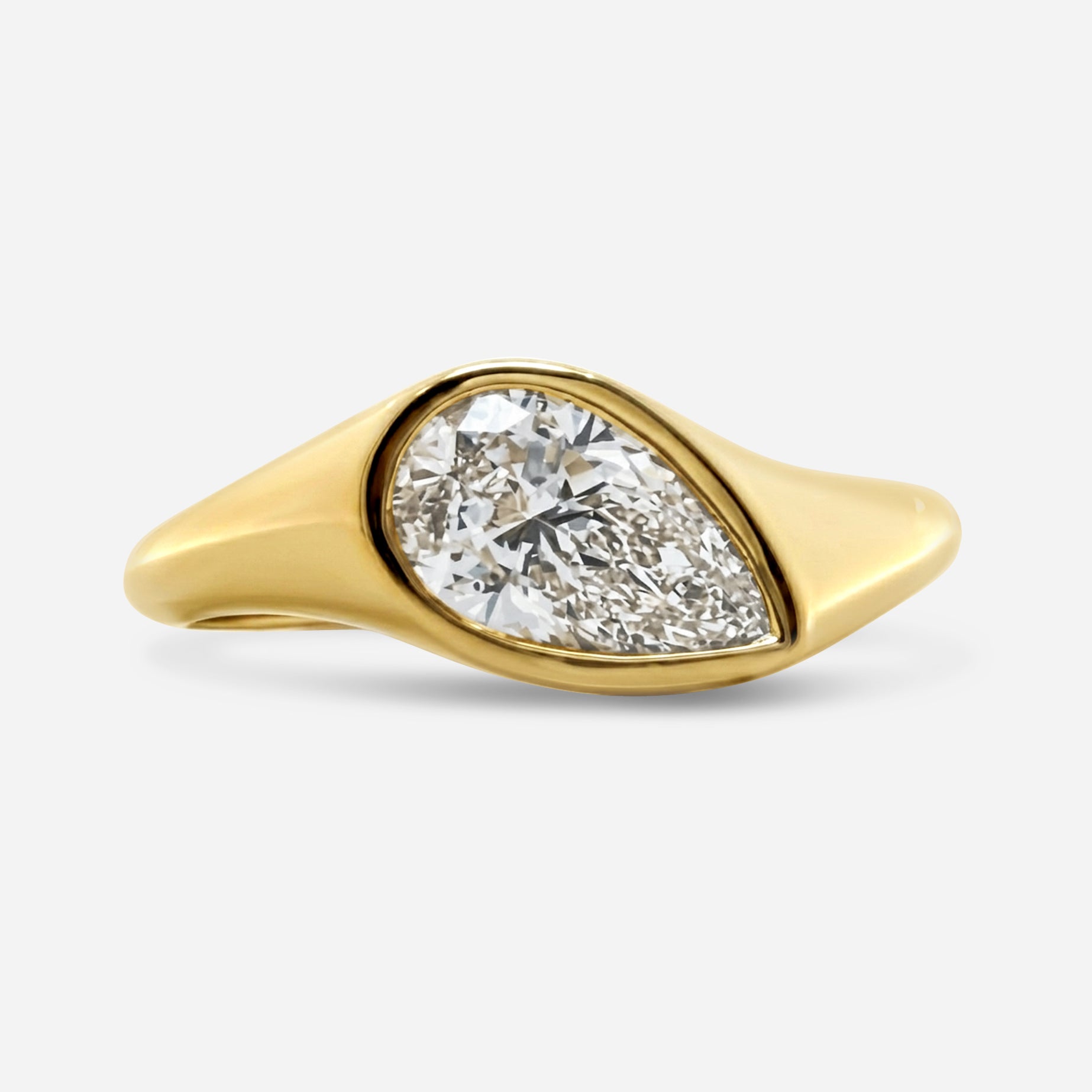 1.2Ct Pear Slanted Bezel Ring