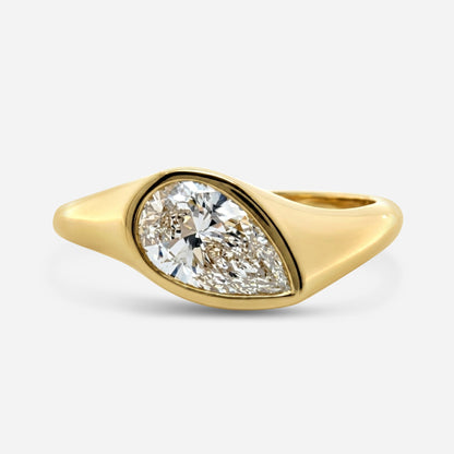 1.2Ct Pear Slanted Bezel Ring