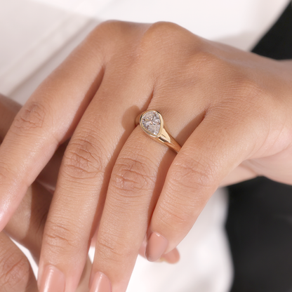 1.2Ct Pear Slanted Bezel Ring