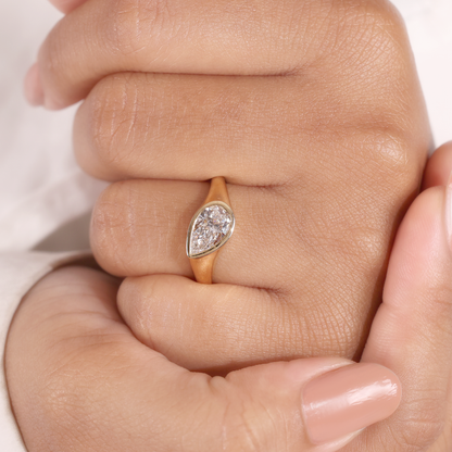 1.2Ct Pear Slanted Bezel Ring
