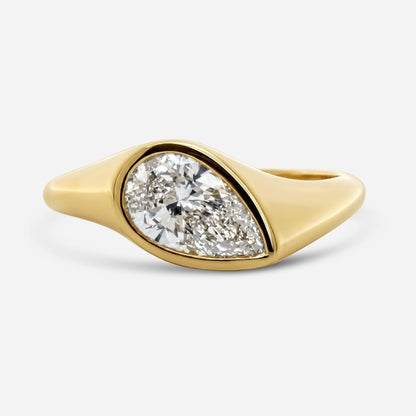 1.2Ct Pear Slanted Bezel Ring