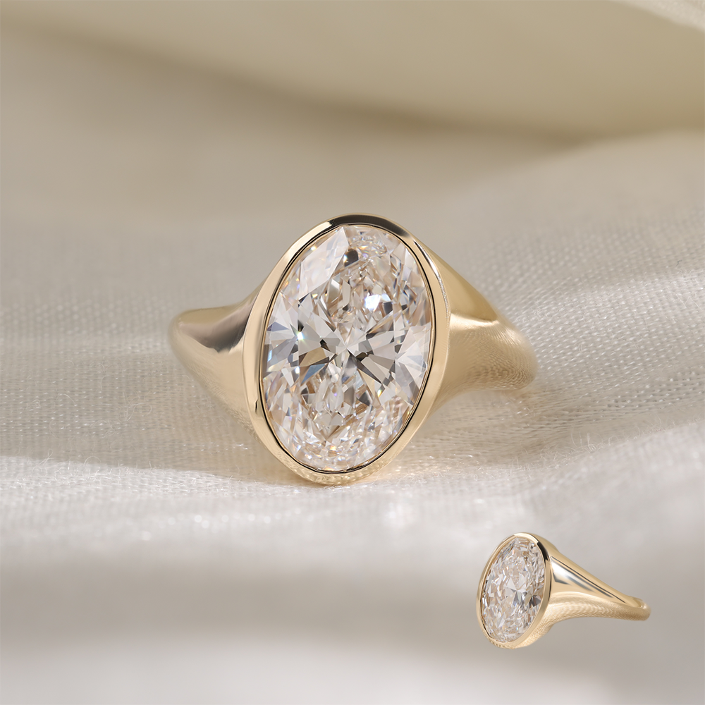 3.5ct oval yinyang bezel ring