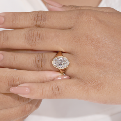 3.5Ct Oval YinYang Bezel Ring