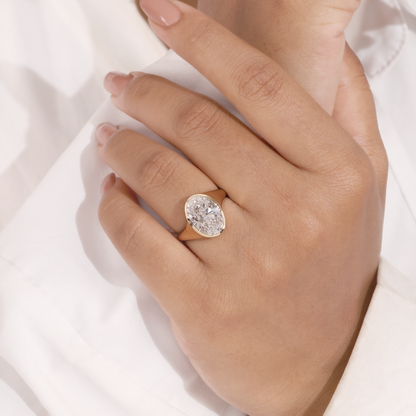 3.5Ct Oval YinYang Bezel Ring