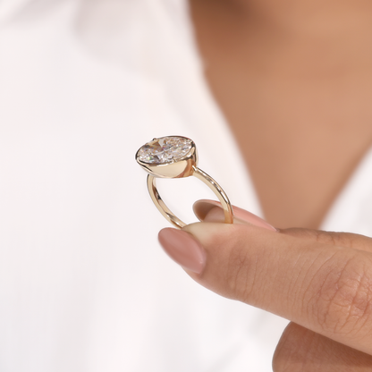 3.5ct Oval E/W 4-Prong Bezel Ring