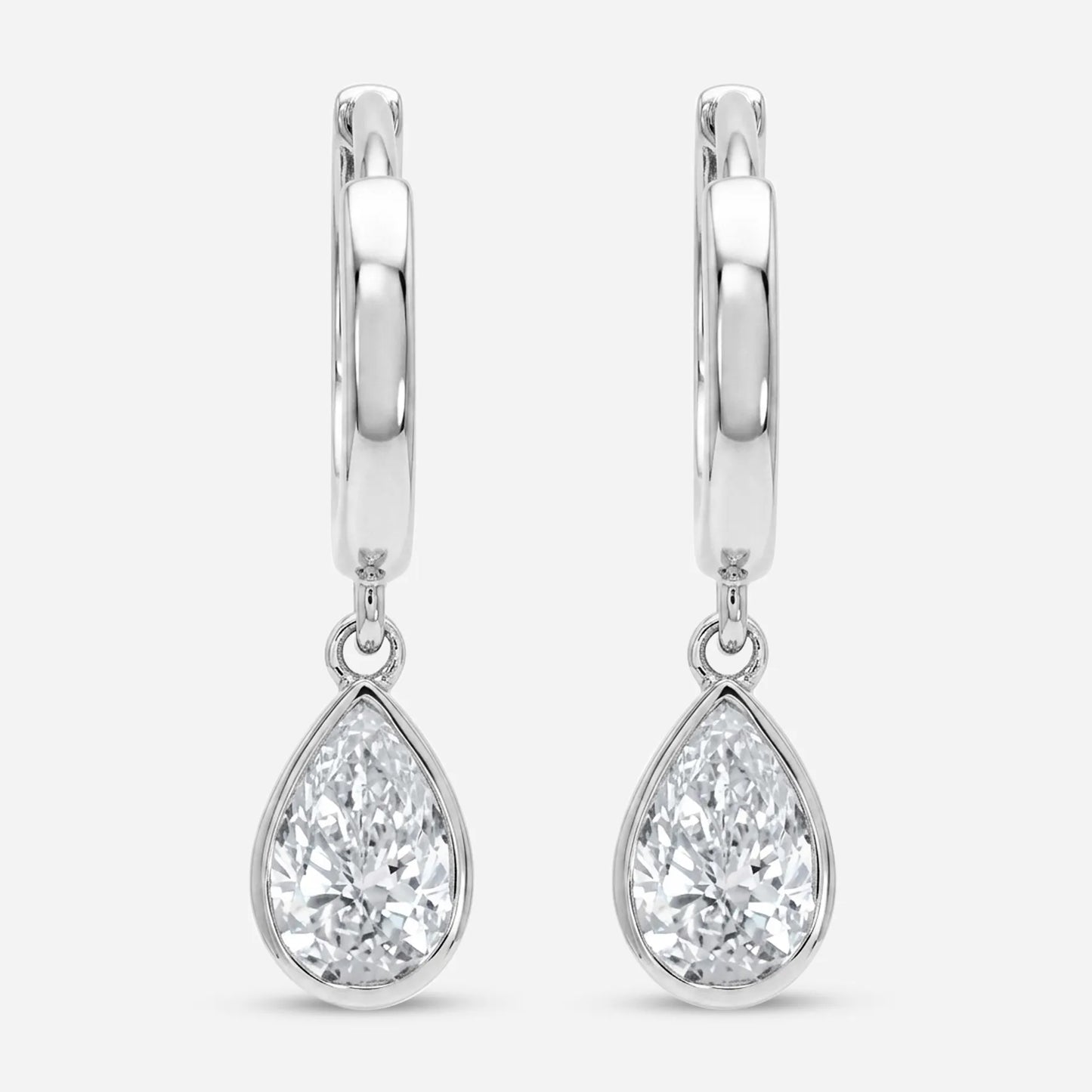 0.6ct pear bezel drop earrings