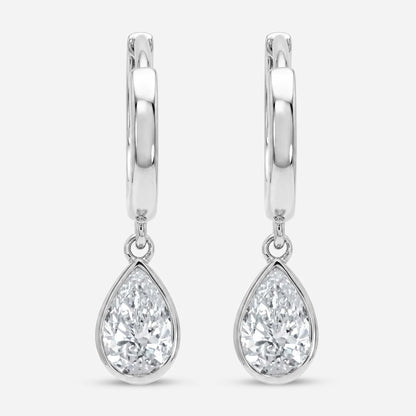 0.6CT Pear Bezel Drop Earrings