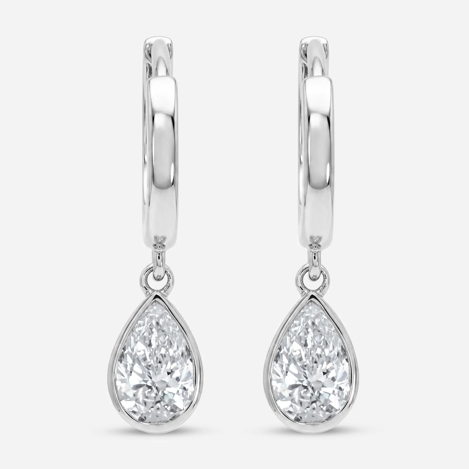 Pear Bezel Drop Earrings