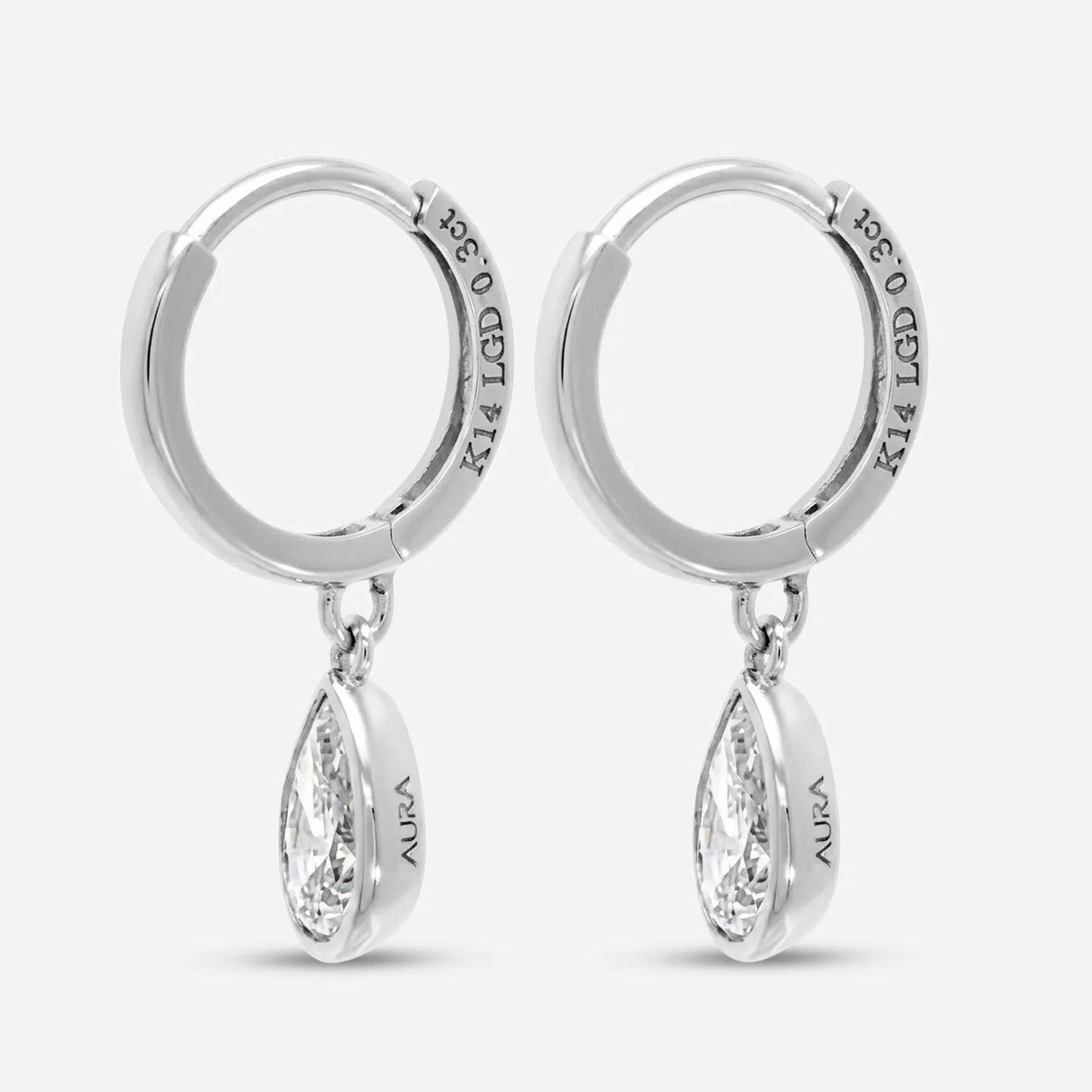 0.6ct pear bezel drop earrings