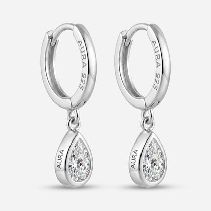 0.6CT Pear Bezel Drop Earrings