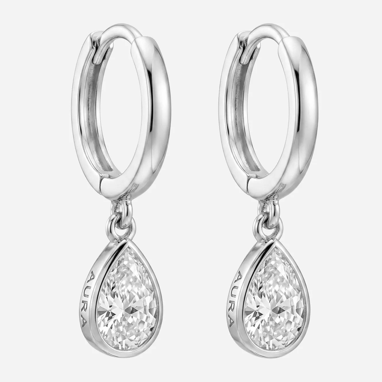 0.6ct pear bezel drop earrings