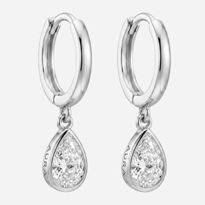0.6CT Pear Bezel Drop Earrings