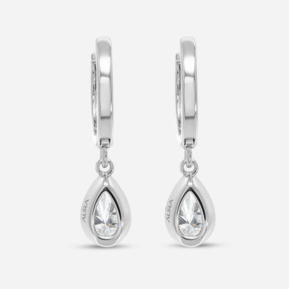 0.6CT Pear Bezel Drop Earrings