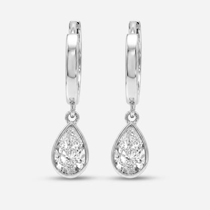0.6CT Pear Bezel Drop Earrings