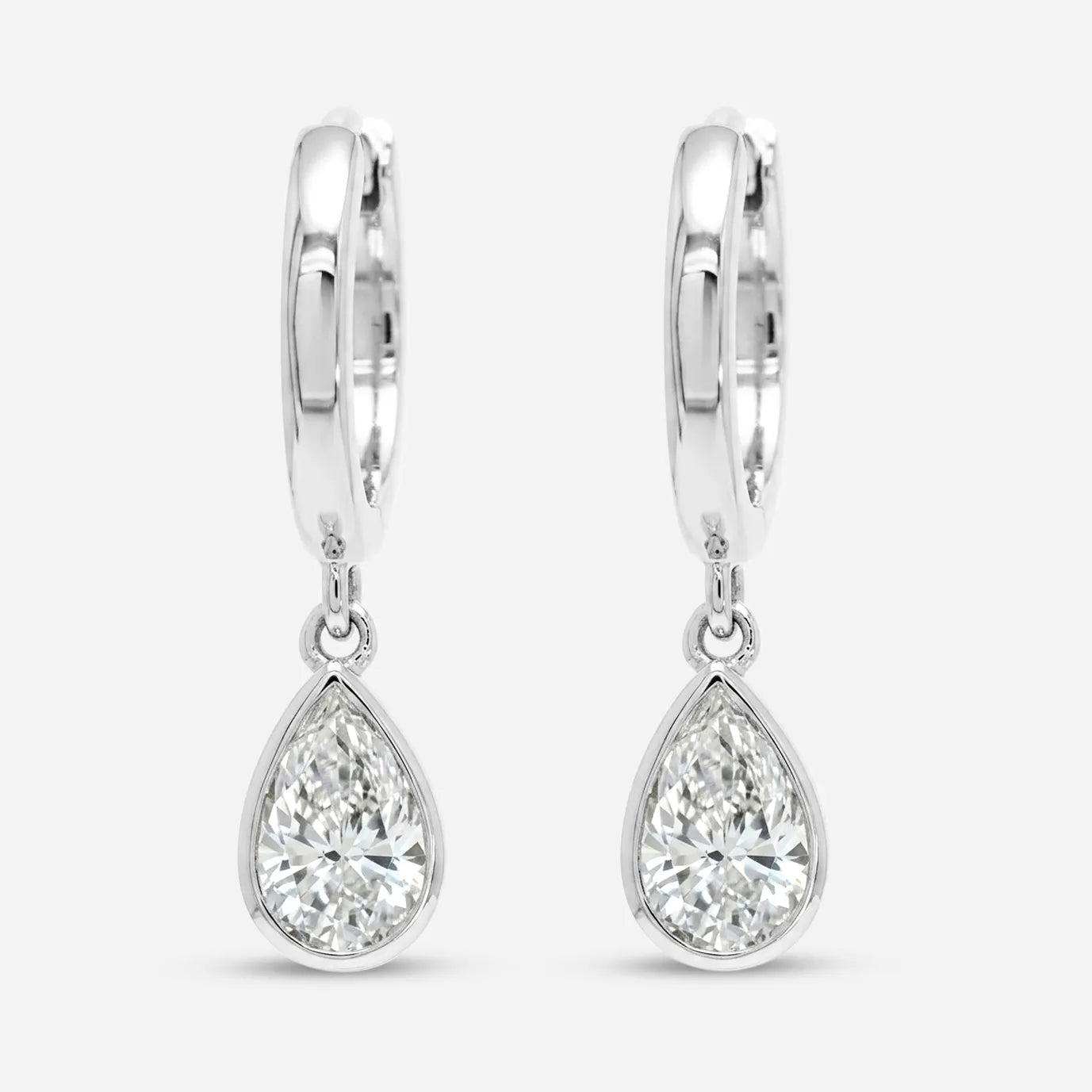 0.6ct pear bezel drop earrings