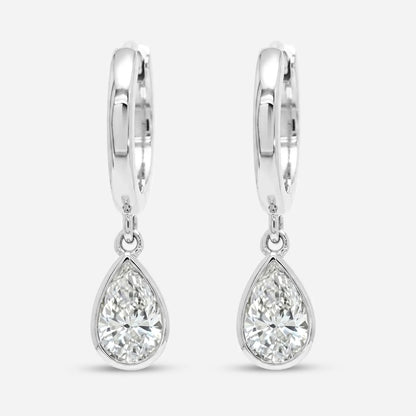 0.6CT Pear Bezel Drop Earrings