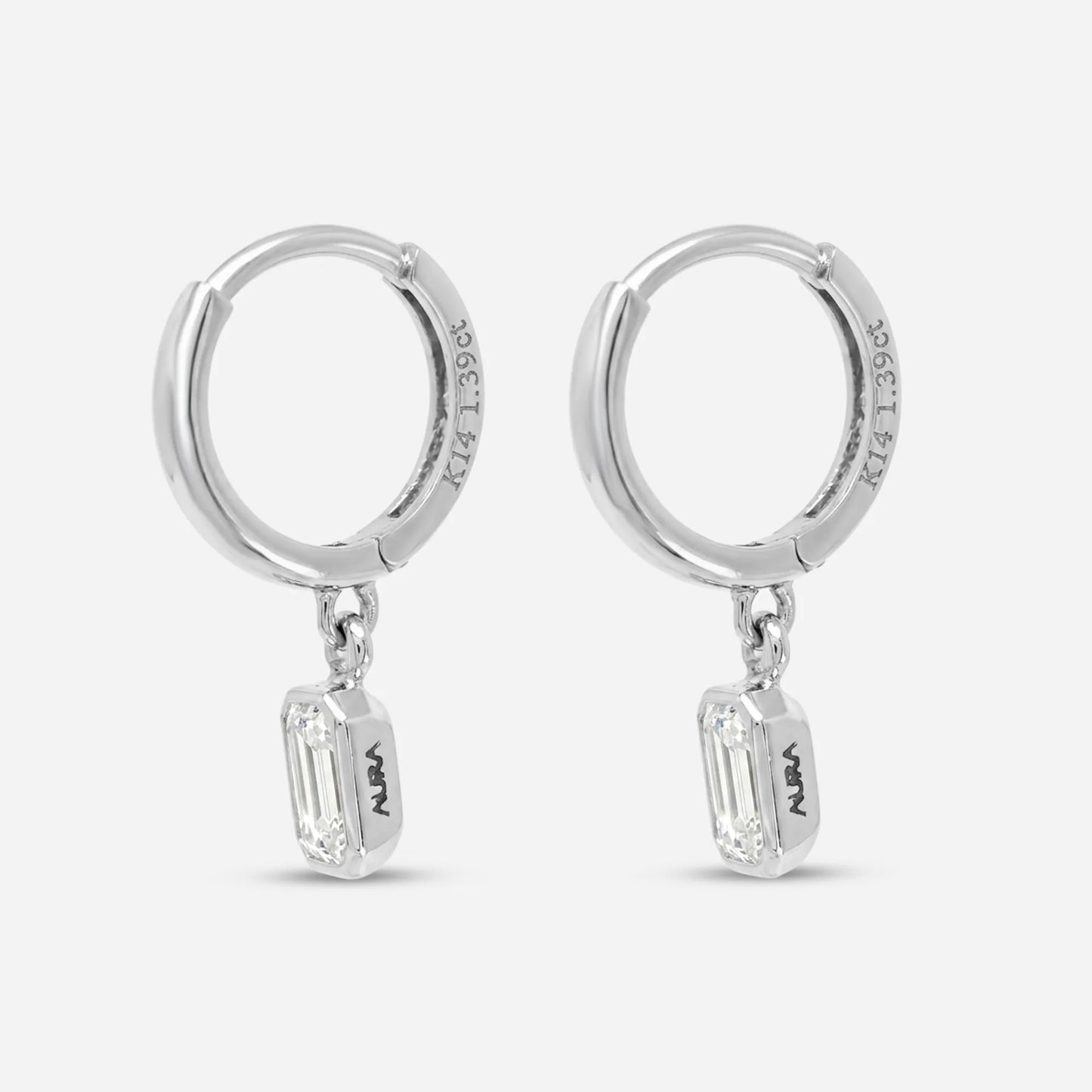 0.6 ctw emerald bezel drop earrings